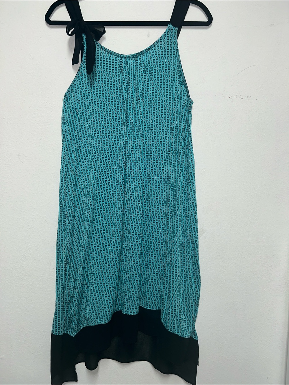 Simply Vera Vera Wang Teal  Patterned Sleeveless Tie-Shoulder Dress